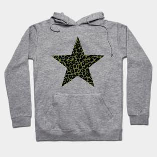 Leopard Print Star Pattern in Green and Black Hoodie